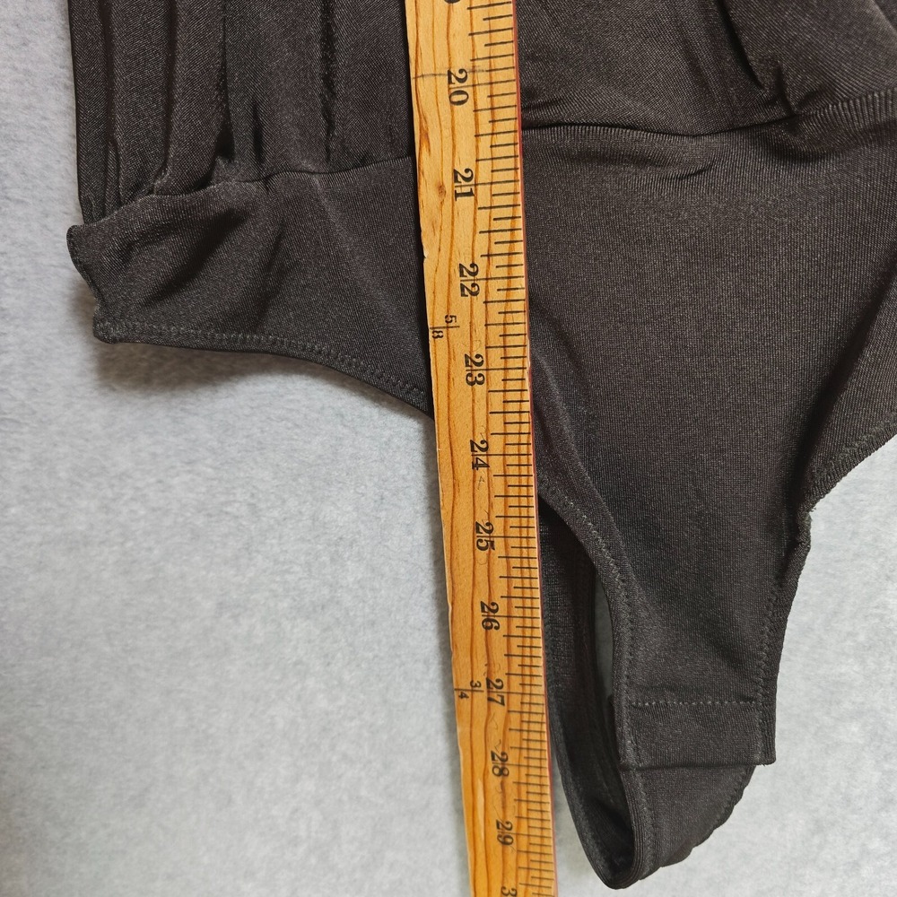 Free People Intimately Size S Chocolate CoquetteDrape Long Sleeve Thong Bodysuit - Picture 7 of 8